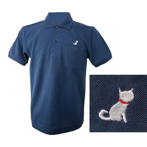 白猫ポロシャツ「にゃんポロ」（白・黒・紺）ワンポイント刺繡 その他