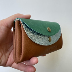 【カラーセミオーダー可】ピッグスキンの小さなお財布　トリオ・ライトブルー 3枚目の画像