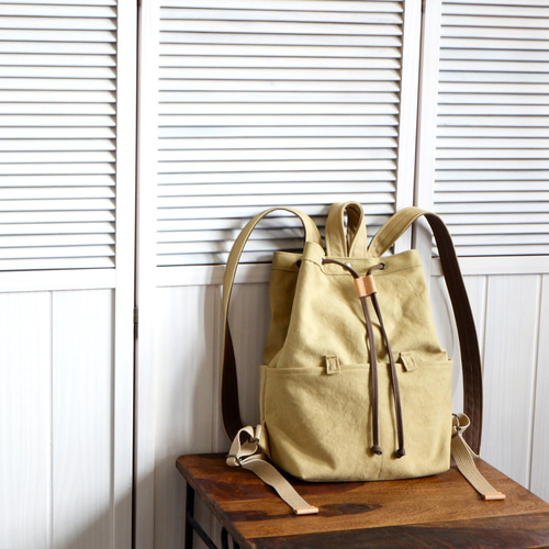 倉敷産帆布の柔らかリュック ＊ キャメル リュック・バック