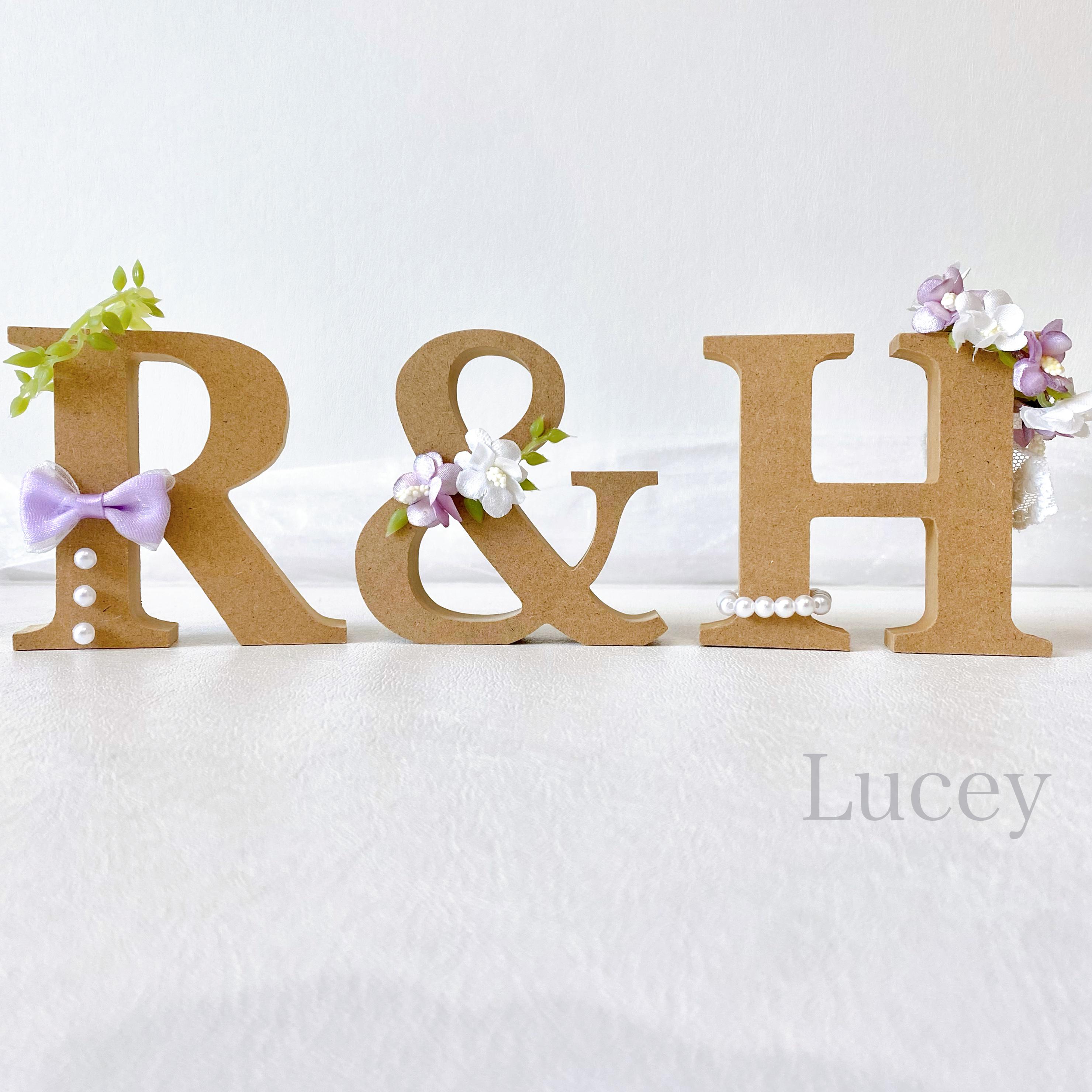 イニシャルフラワー３つセット♡オブジェ♡ウェルカムボード イニシャルオブジェ(白)日付け入りフラワー3点セット その他オーダー