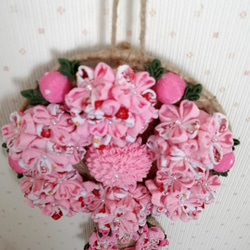♡桜♡　つまみ細工　二連壁飾り 4枚目の画像