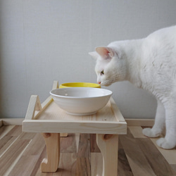 [送料無料] 猫 ごはん台 水平ねこver. 《受注生産》 ペット えさ置き フードテーブル 7枚目の画像