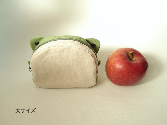 カエルのマトリョーシカポーチ（大・中・小セット）【淡い緑色】 4枚目の画像
