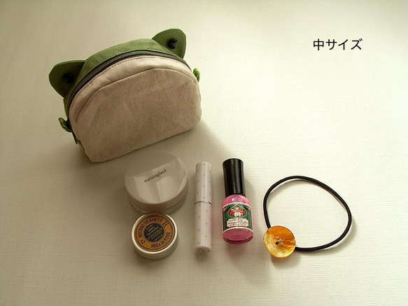 カエルのマトリョーシカポーチ（大・中・小セット）【淡い緑色】 13枚目の画像