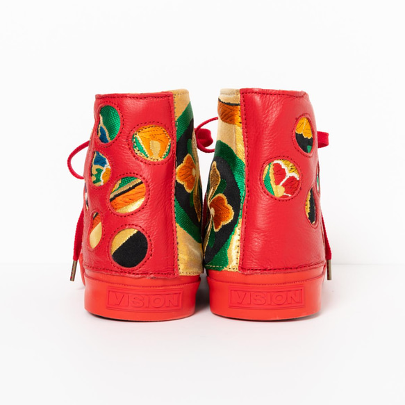 獨一無二的作品 Red Claire 尺寸 25.0cm Vintage Kimono obi Remake 運動鞋 第6張的照片