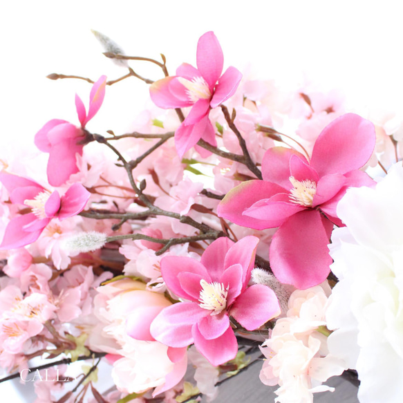 たっぷりと桜を束ねたSpring Wreath〜sakura&peony&magnolia〜3Lsize 11枚目の画像