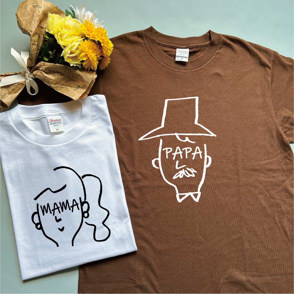 【名前可】顔ネームTシャツペアセット(父・母) 4,956円