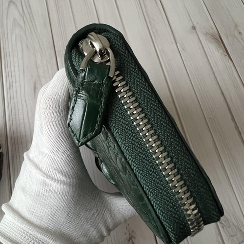 受注生産品＞一点限定 緑 グリーン系長財布 本革 クロコダイル 長財布 