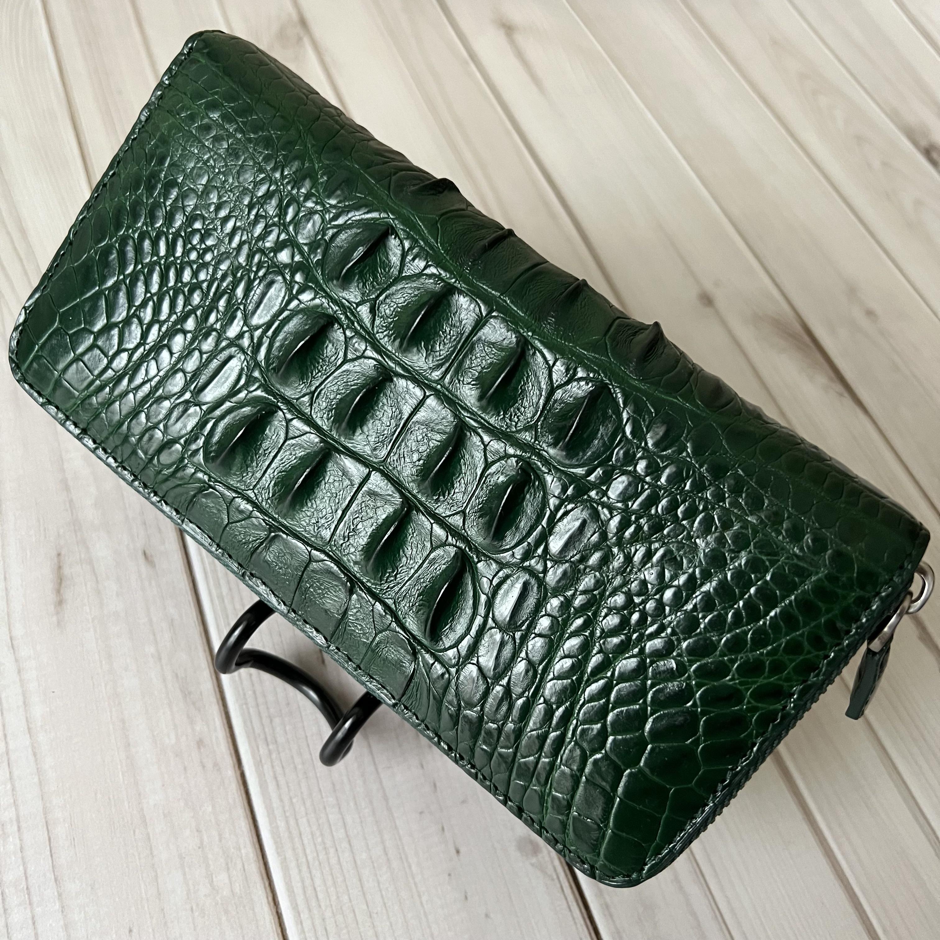 受注生産品＞一点限定 緑 グリーン系長財布 本革 クロコダイル 長財布