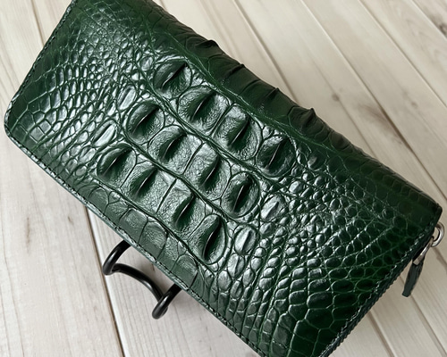 受注生産品＞一点限定 緑 グリーン系長財布 本革 クロコダイル 長財布