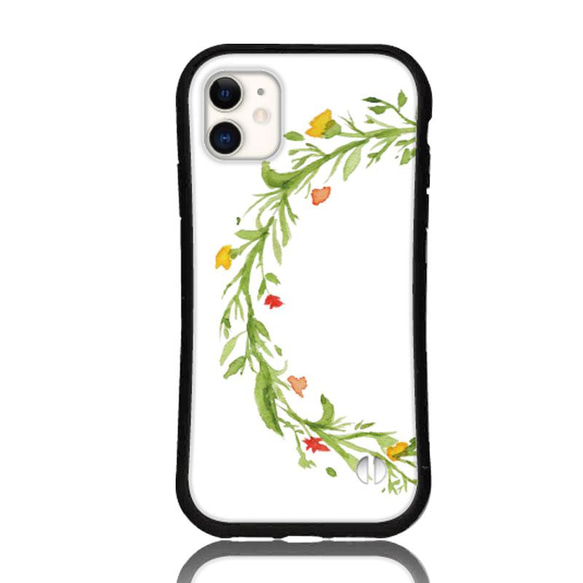 送料無料 スマホケース iPhone15 14 13 pro mini se iface型 カバー 水彩 花束 シンプル 3枚目の画像