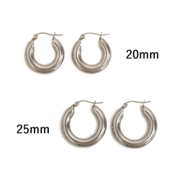 對金屬過敏 [可選] 手術用不銹鋼金色粗圈形耳環（粗圈） 第4張的照片