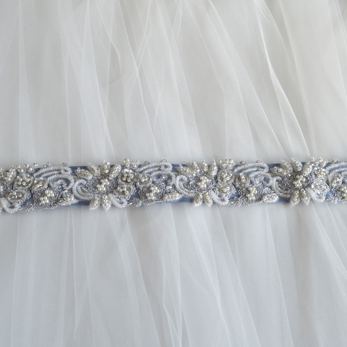 ウェディングアクセサリー サッシュベルト リボン＊キラキラビーズ