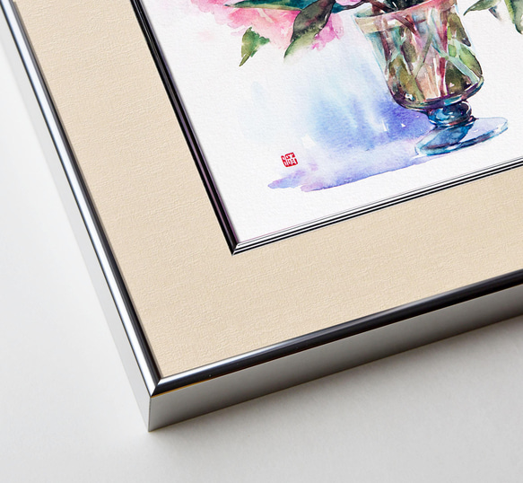 「春を祝う 」透明水彩　ジークレー・オリジナル版画 180×180ｍｍサイズ〜 10枚目の画像