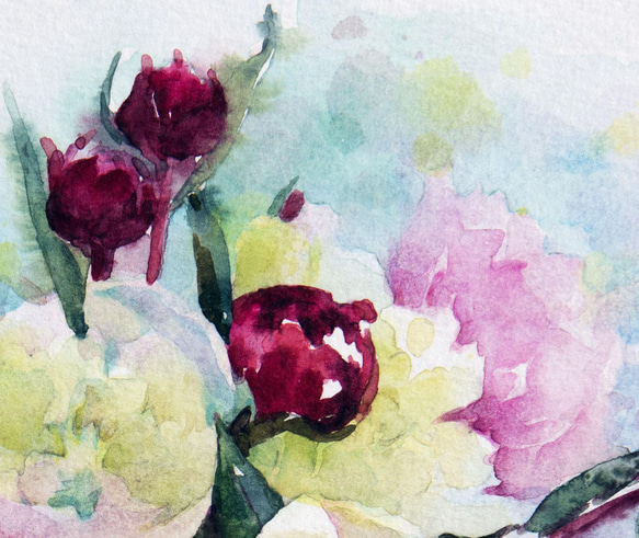 「春を祝う 」透明水彩　ジークレー・オリジナル版画 180×180ｍｍサイズ〜 3枚目の画像