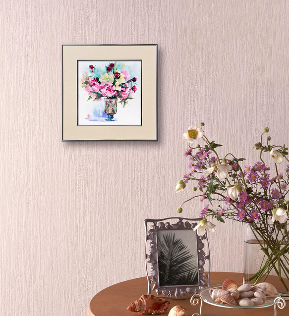 「春を祝う 」透明水彩　ジークレー・オリジナル版画 180×180ｍｍサイズ〜 5枚目の画像