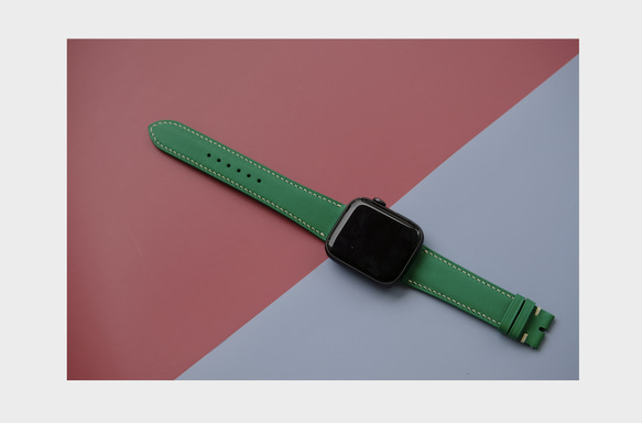 【すぐに発送】スイフトレザー　アップルウォッチベルト バンド　高級革　既製品　グリーン色 1枚目の画像