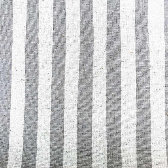 110×50 日本製 ストライプの綿麻キャンバス グレー 生地 布 コットンリネン 50cm単位販売 入園入学準備 9枚目の画像