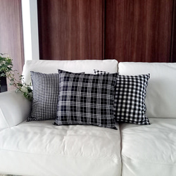 リネン100％クッションカバー*45×45*モノトーン*チェック クッション