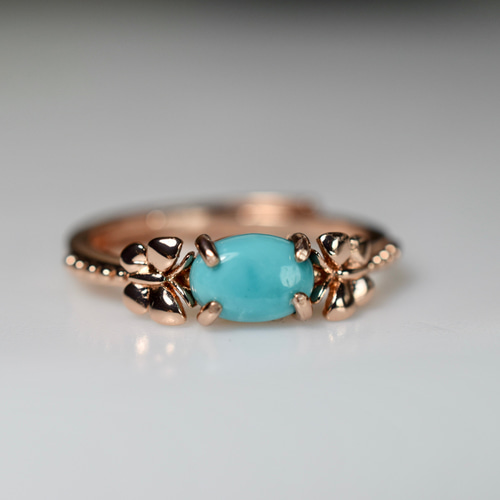 CR74 天然 トルコ石 シンプル 蝶々 リング ターコイズ 指輪