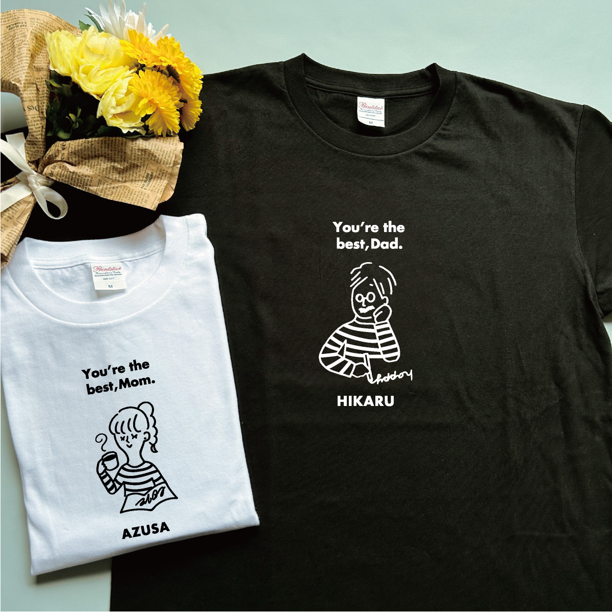 【名前可】best,Dad＆MoｍTシャツペアセット
