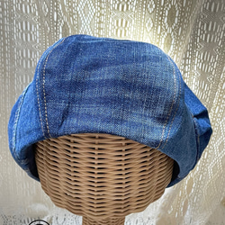 再販●rejser blå   デニムリメイクベレー帽（ゆったりタイプ） 1枚目の画像