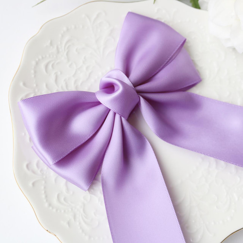 送料無料】サテンリボン 薄紫 ビッグダブルリボン 大きめリボン 入学式