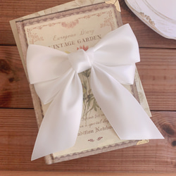 サテンリボン 白 ホワイト ビッグダブルリポン シンプル 入学式 発表会