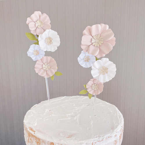 6色展開】ケーキトッパー（ｸﾞﾘｯﾀｰ/画用紙） フラワートッパー