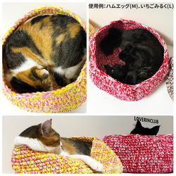 【フルーツスムージー】 まんまる猫ベッド「猫ぶくろ」 手編み 毛糸　【納期7日】 5枚目の画像