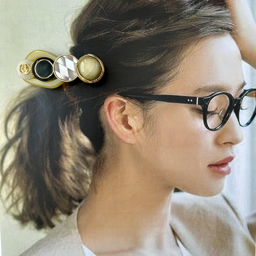 大人シンプル モスグリーン冬ラウンドレジンヘアゴム 大人シンプル