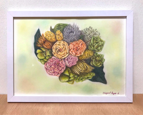 絵画　草花のブーケ レスリー・セイヤー 「アフタヌーンティー」 シルクスクリーン