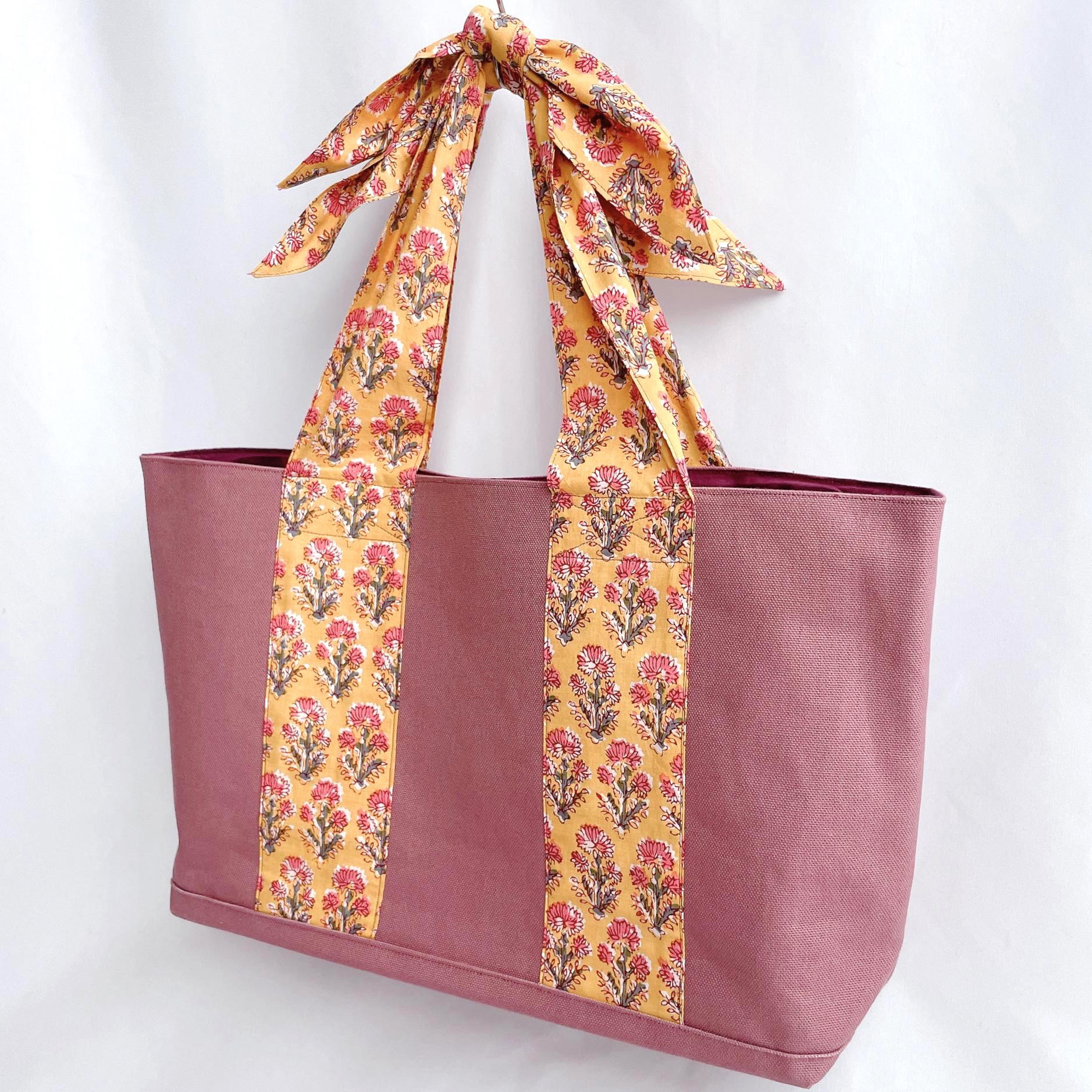 ★期間限定SALE★送料無料★スモーキーピンク⭐︎日本製帆布ショルダーリボンのビッグトートバッグ-フランボワーズ★春色