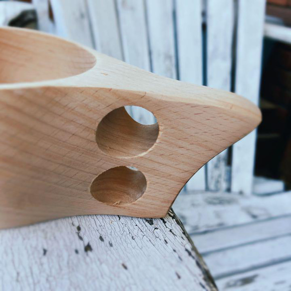 ２個セット【ケヤキ製】簡単DIY木製マグカップ ”磨くだけククサ” 9枚目の画像