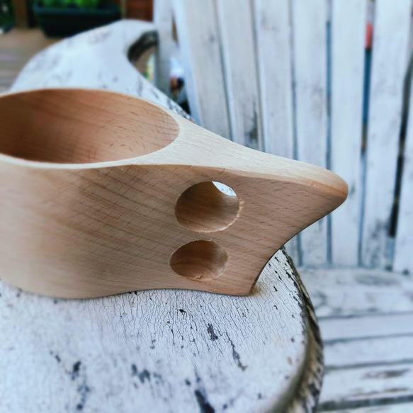 ２個セット【ケヤキ製】簡単DIY木製マグカップ ”磨くだけククサ” 7枚目の画像