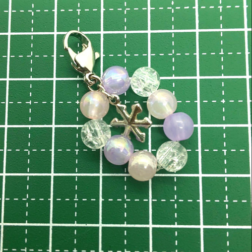 ストラップ】ハート ビーズ 紫 チャーム 携帯ストラップ Shuca. 通販