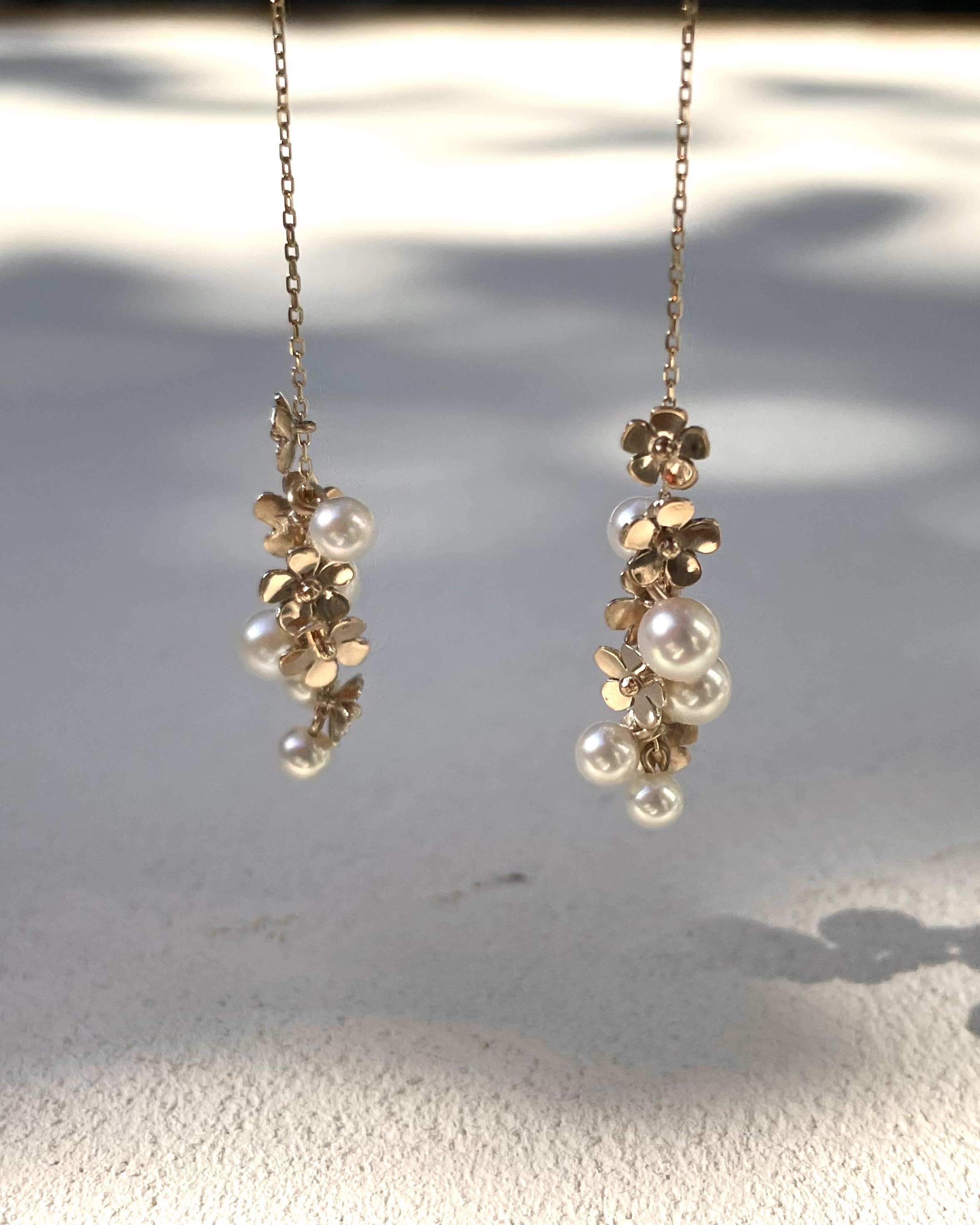 Orecchini ”Fiori piccoli”　ーすずなりの花ー　K10/パール/ピアス