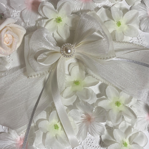 再販×2♡ パール とサテンラメ・オーガンジーの大きい たらりん リボン  