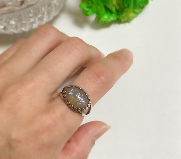 ☆Oval crown ring・ドラゴンズブレス(タンザナイトオパール) 5枚目の画像