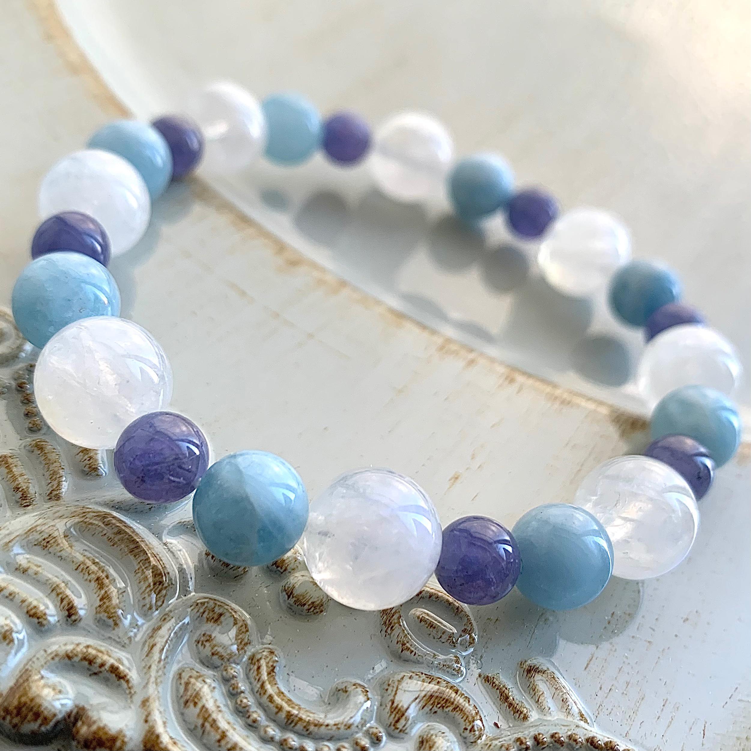 ムーンストーン・タンザナイト・アクアマリンのブレスレット