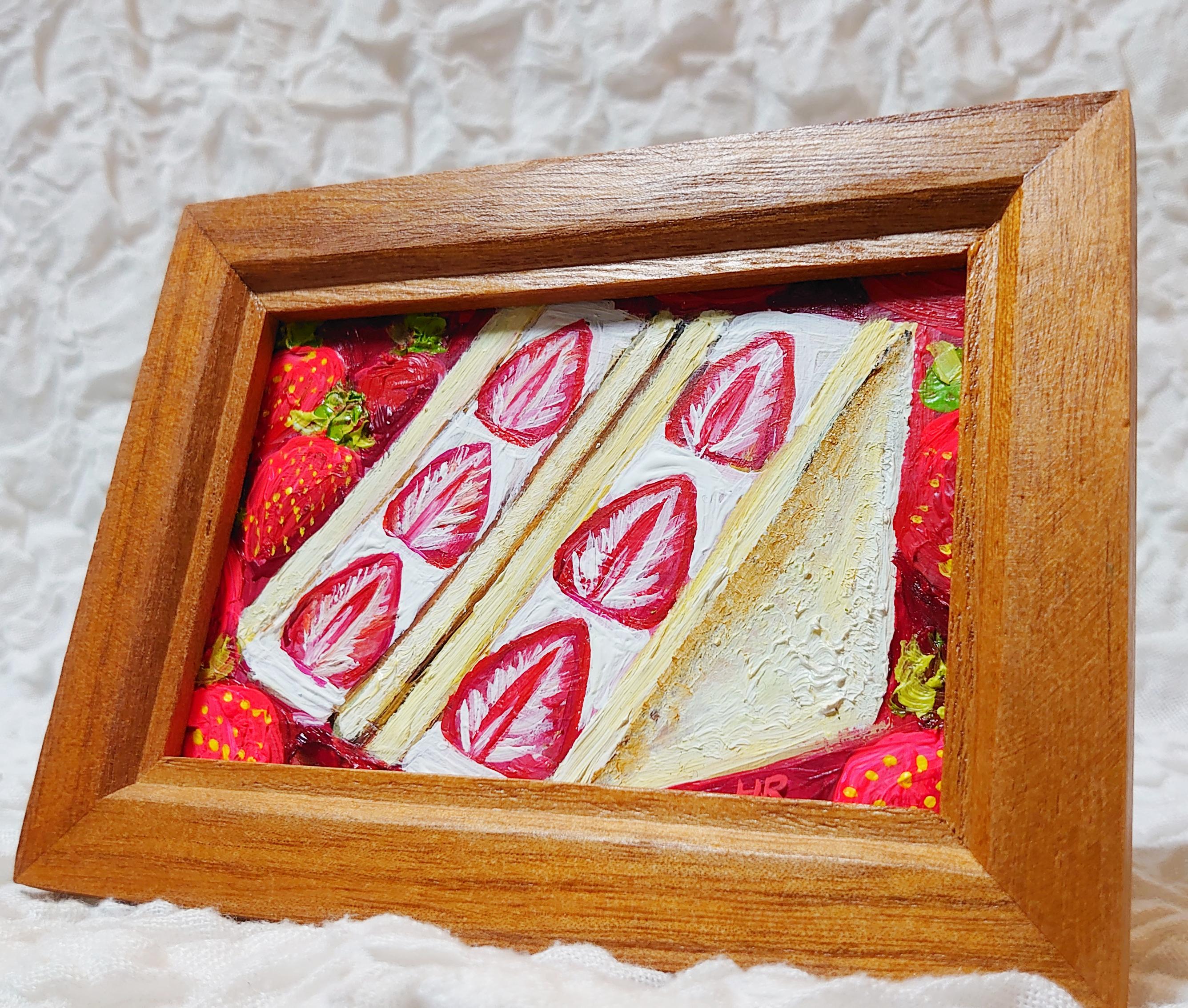 油絵 油彩 油彩画 絵 絵画 ミニ絵画【莓サンド】 油絵 ミニ絵画