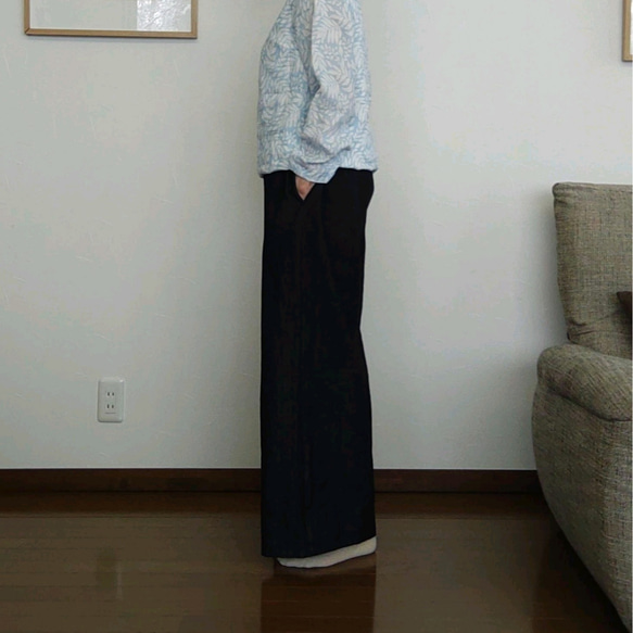 　岡山デニムのワイドパンツ　ネイビー 3枚目の画像