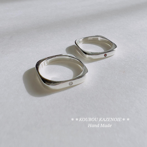 選べる 誕生石 Square リング 送料無料◇Square Ring◇選べる誕生石(シルバーリング) 受注制作