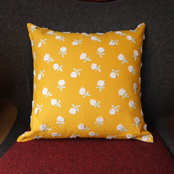 ミナペルホネン skip オレンジ にピンクのお花可愛い刺繍の