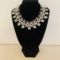 ♥️【4way】ブライダル（ウエディング）チョーカー・ネックレス☆タティングレース／スワロ★白・ホワイト 2枚目の画像