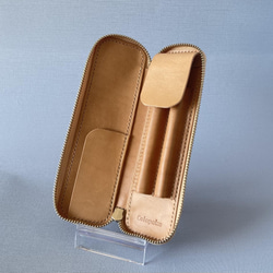 2本挿し】大人のシンプルペンケース 筆箱 ヌメ革 【イタリアンレザー