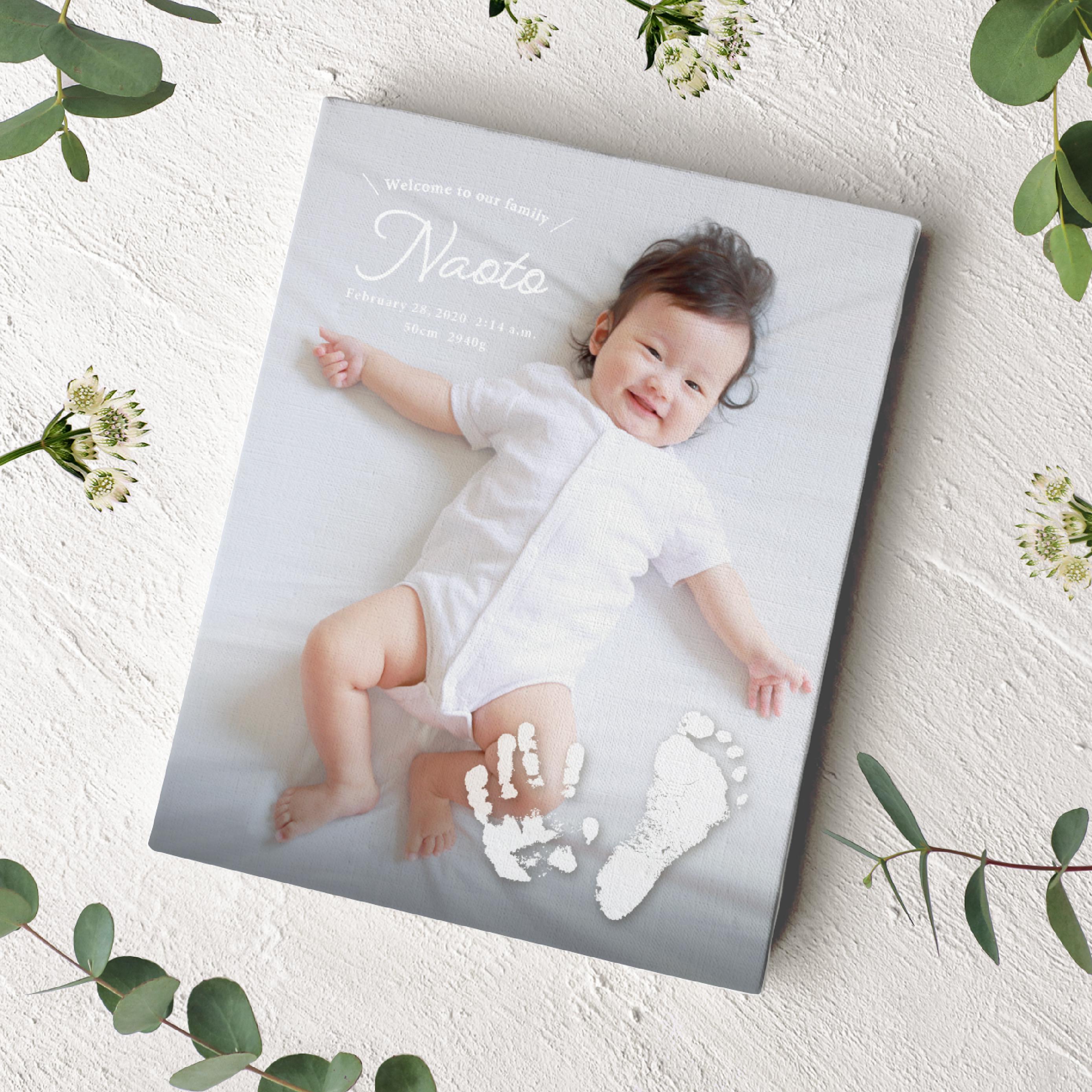 【写真・手足形入り】命名書 / キャンバスボード / 006