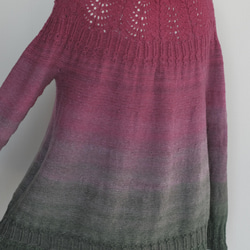 手編み Aラインセーター オーストリア産「Wollelfe」手染め毛糸 7枚目の画像