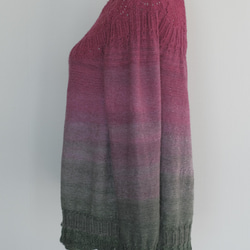 手編み Aラインセーター オーストリア産「Wollelfe」手染め毛糸 4枚目の画像