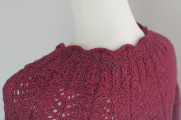 手編み Aラインセーター オーストリア産「Wollelfe」手染め毛糸 8枚目の画像